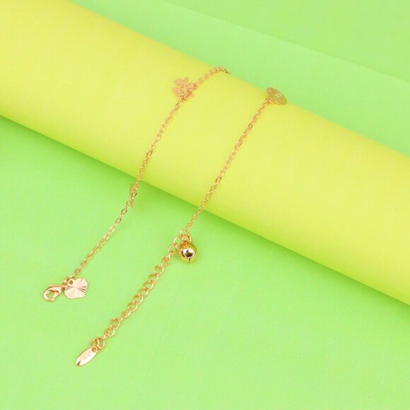 "Delicate Rose Gold Anklet with Lucky Charms & Adjustable Chain, XPAL1073 - Picture 9 of 12